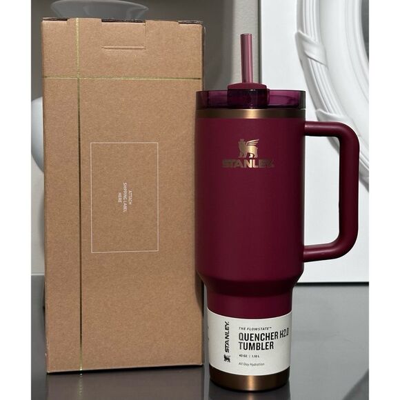 LIMITED EDITION Stanley Quencher H2.0 FlowState Tumbler 40oz, GILDED POMEGRANATE - Picture 2 of 5